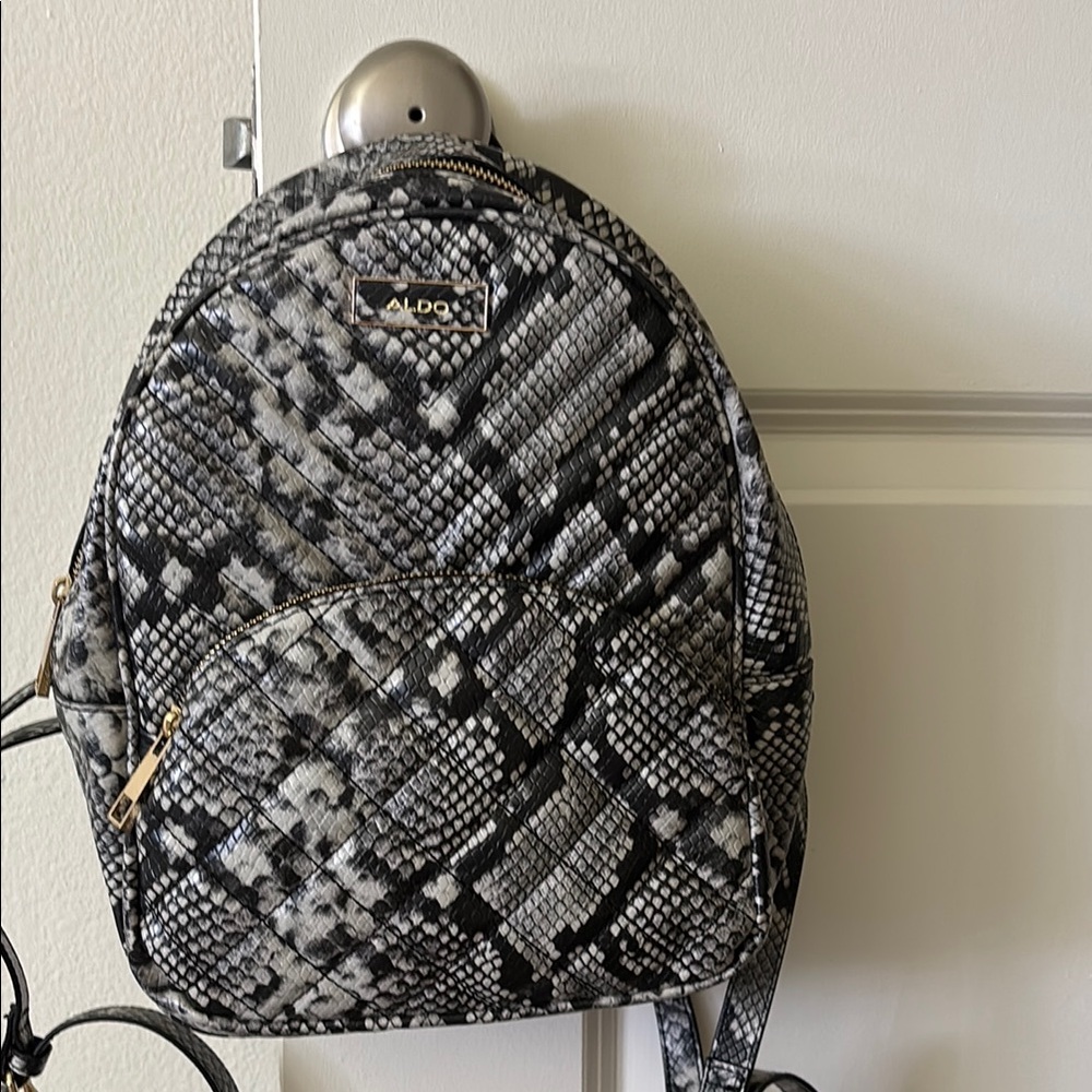 Aldo Monochrome Snake Pattern Backpack